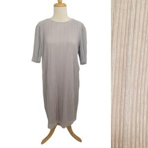 {Selected Femme} Ribbed Silver Metallic Shift Dress
